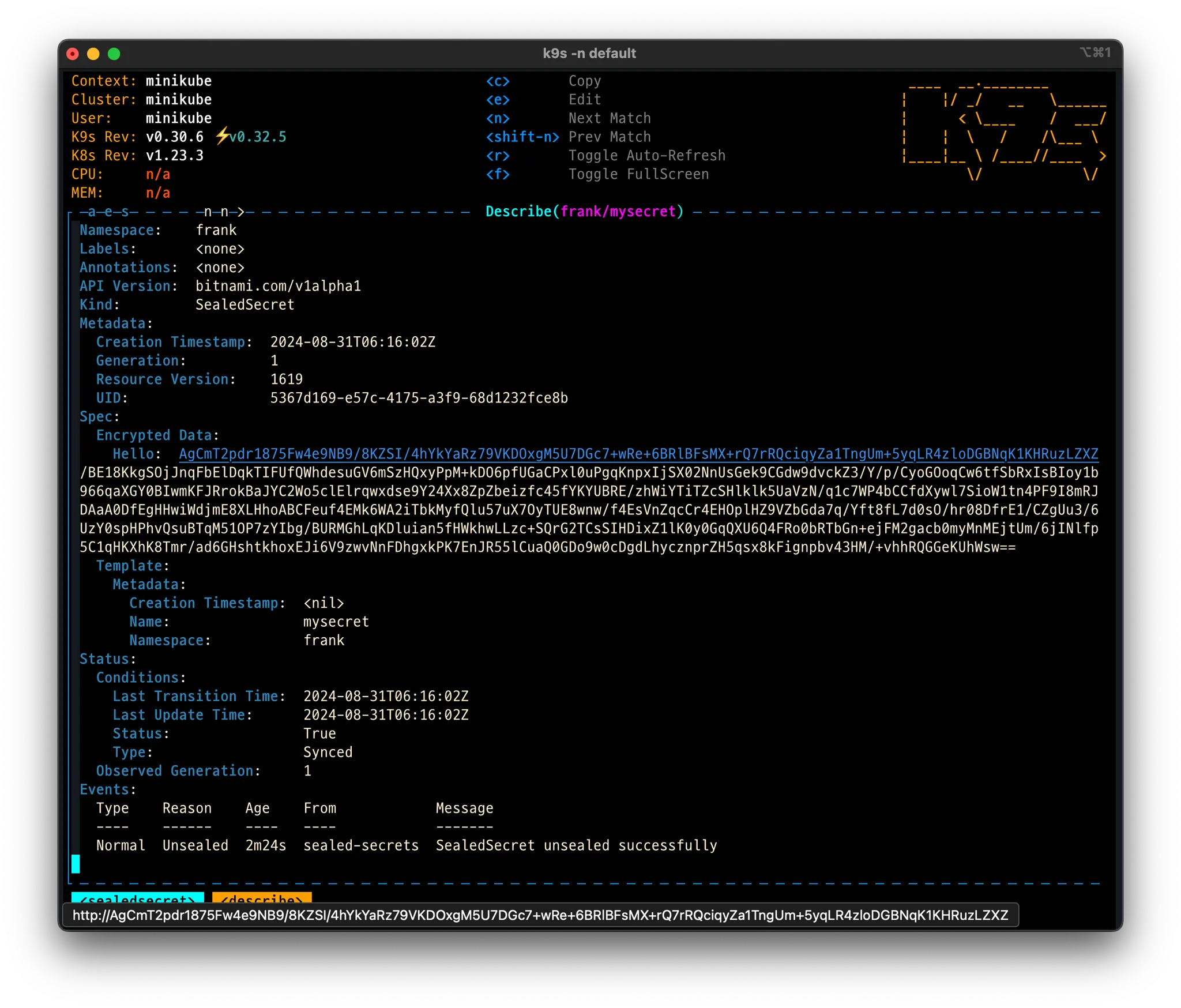 k9s - sealed secret