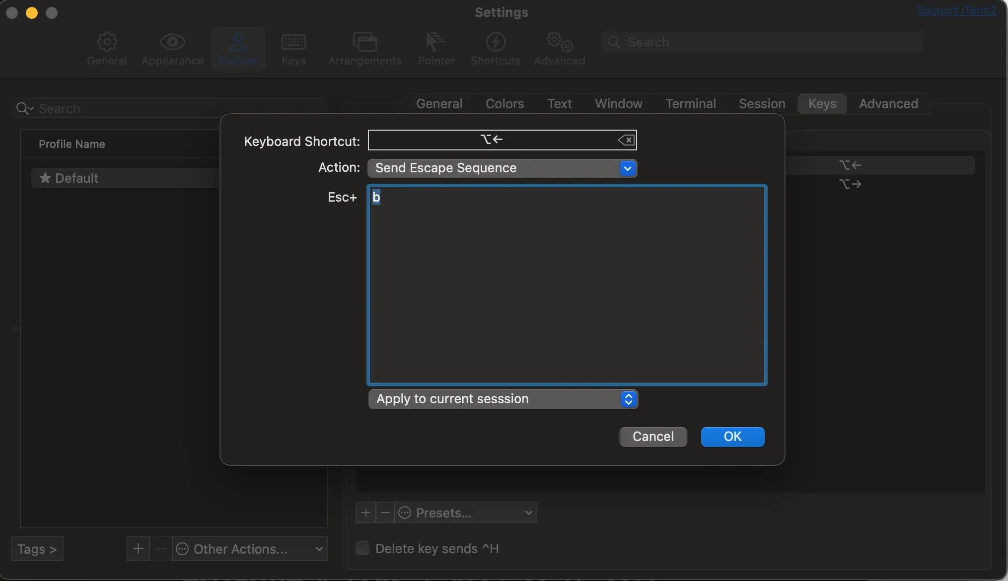 맥 iTerm2에서 Alt 키 매핑 설정하는 방법