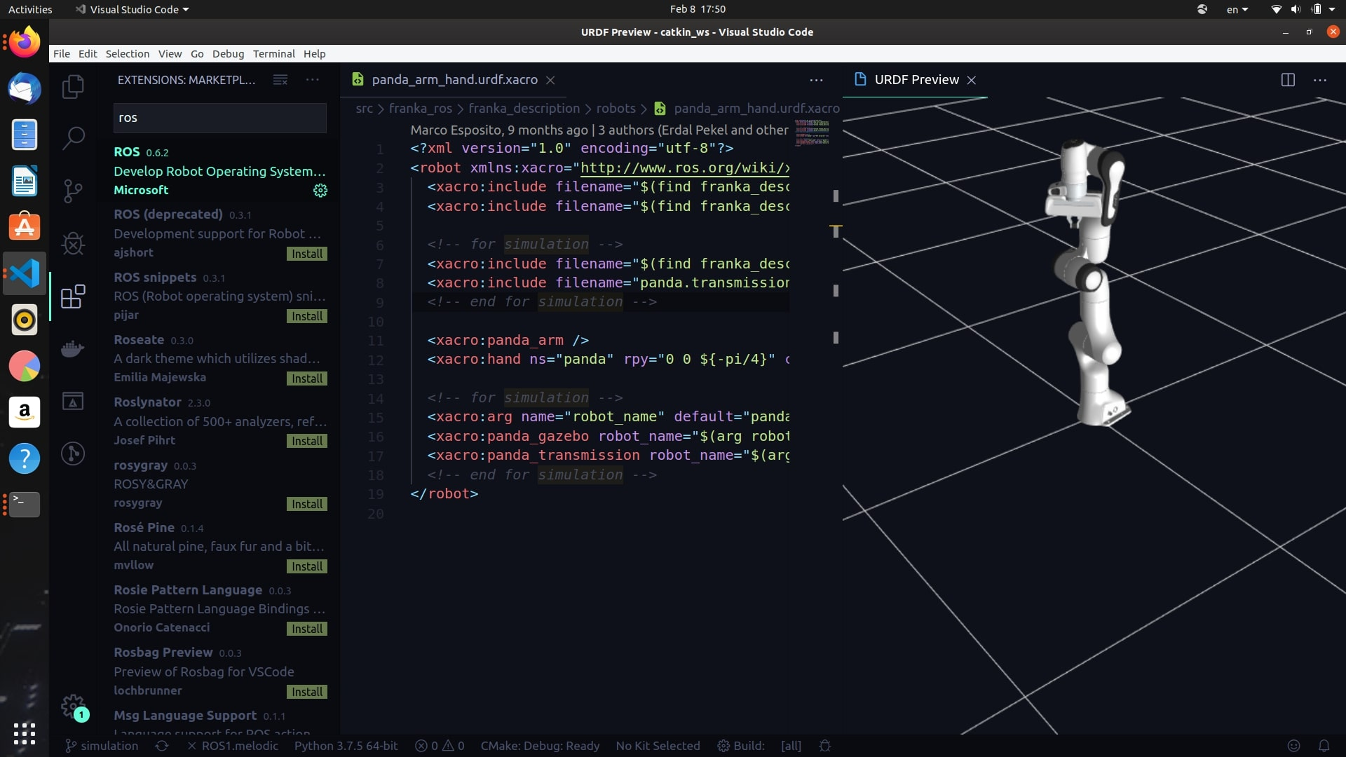 VS COde - ROS: Preview UDF